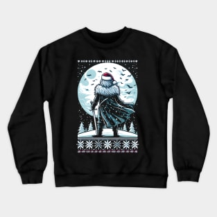 Winter Knight Stands in front of The Moon Crewneck Sweatshirt